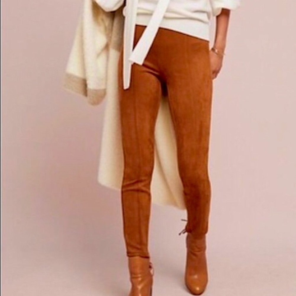 Anthropologie Faux Suede Leggings pants 29 brown
